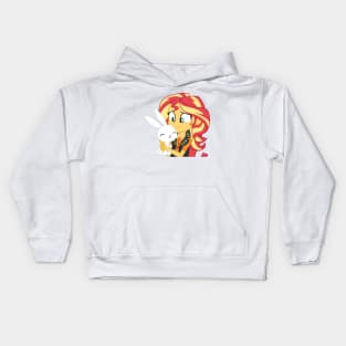 Sunset Shimmer holding Angel Bunny Kids Hoodie